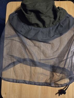 Olive Green Bucket Hat with Mesh Face/Neck Cover